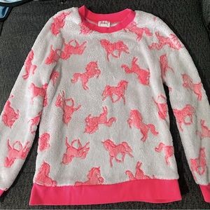 Pinky girls super soft pull over sweatshirt with unicorns. Size 10-12 in kids!